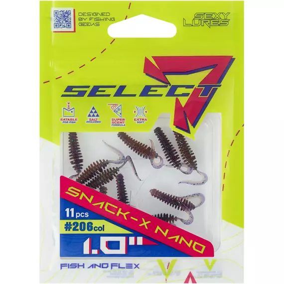 Силікон Select Snack-X Nano 1" #206 (11шт/уп), Довжина силікону: 1" (2.54 см), Колір силікону: 206, фото , изображение 2